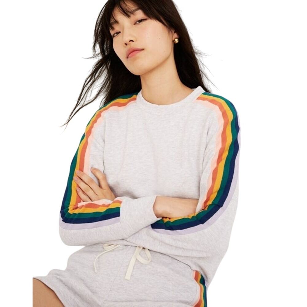 Madewell Rainbow-Inset Crop Sweatshirt  - Small